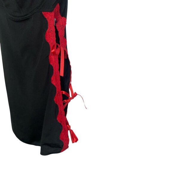 Sz.2X*Black Red Lace Nightie Chemise w/ Underwire & Side Ties - Picture 4 of 5